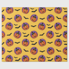 Halloween Treats Jack-O-Lantern & Fladdermus Gult Presentpapper