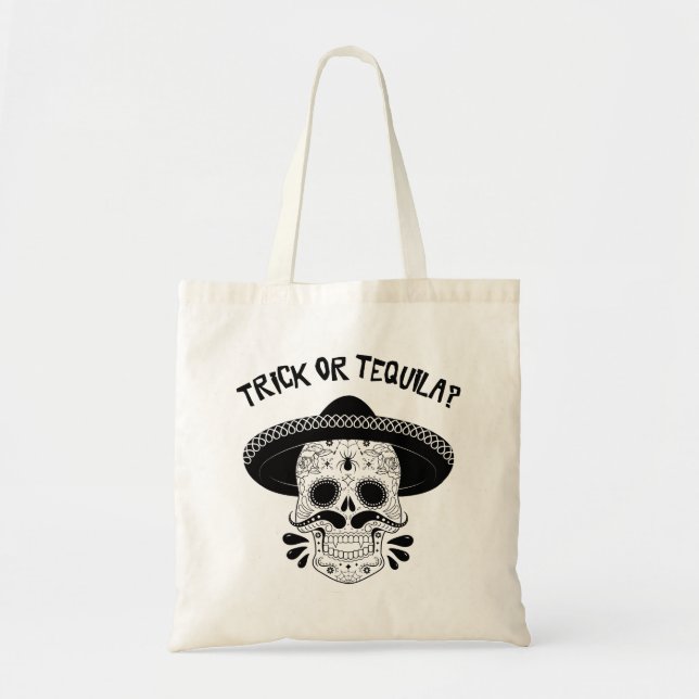 Halloween Trick av Tequila Sugar Skull Tote Bag Tygkasse (Framsidan)
