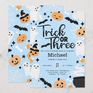 Halloween Trick eller 3:e födelsedagen Party Inbjudningar