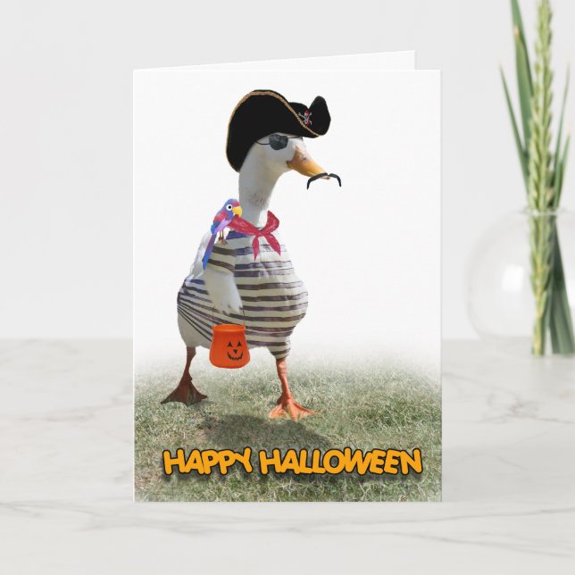 Halloween Trick eller Behandla Pirat Anka Kort (Framsida)