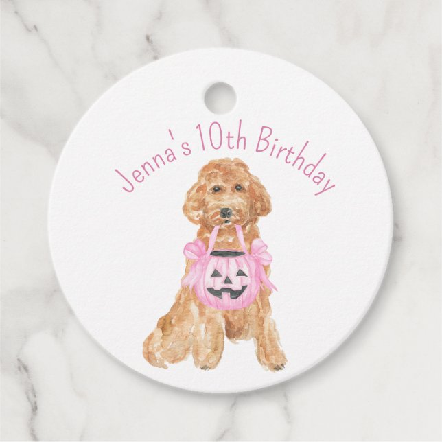 Halloween Trick eller behandling av Goldendoodle Gåvor Etiketter (Framsida)