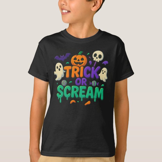 Halloween Trick eller Skrämkläder, oisex T Shirt (Framsida)