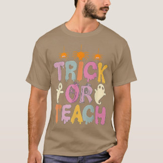 Halloween Trick eller Teach Ghost Funny Groovy Tea T Shirt
