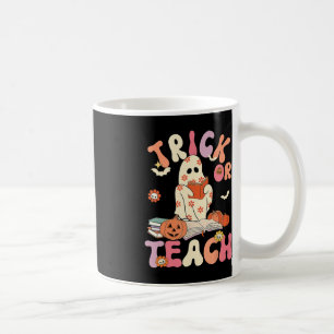 Halloween Trick eller Teach Retro Blommigt Ghost T Kaffemugg