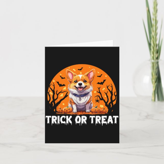 Halloween-trick eller treat hund kort (Framsida)