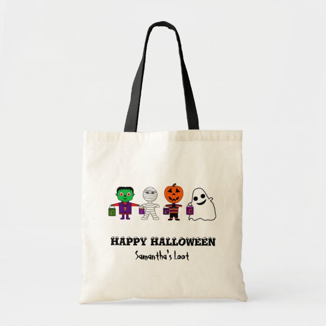 Halloween Trick eller Treater Loot Bag Tygkasse (Framsidan)