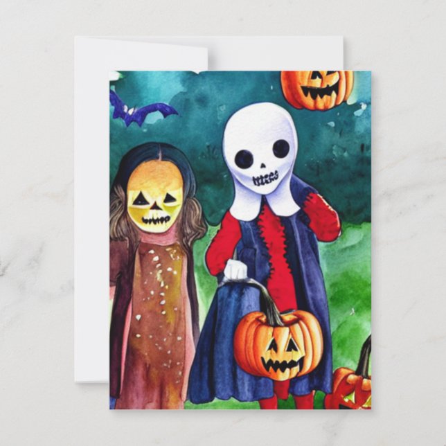 Halloween Trick eller Treaters Anteckningskort (Framsida)