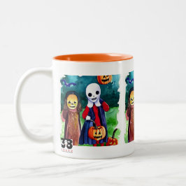Halloween Trick eller Treaters Två-Tonad Mugg