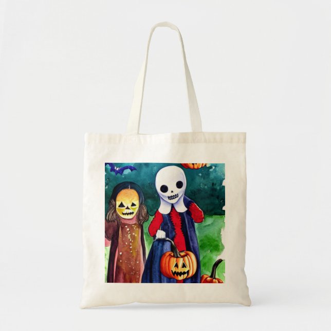 Halloween Trick eller Treatto Bag Tygkasse (Framsidan)
