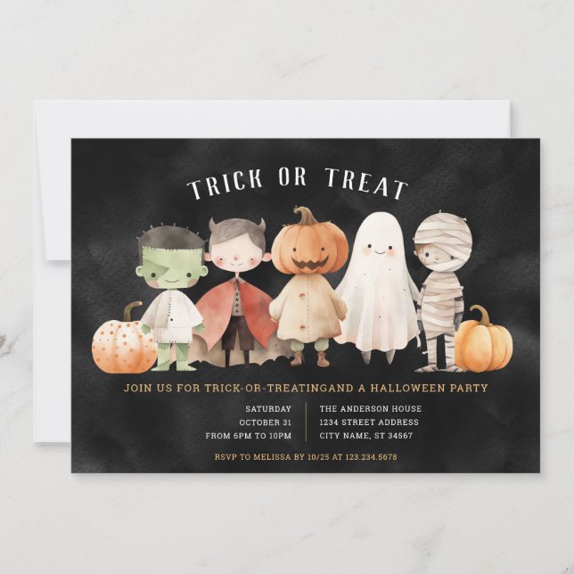 Halloween- Trick or Treat-fest Invitation Inbjudningar (Framsida)