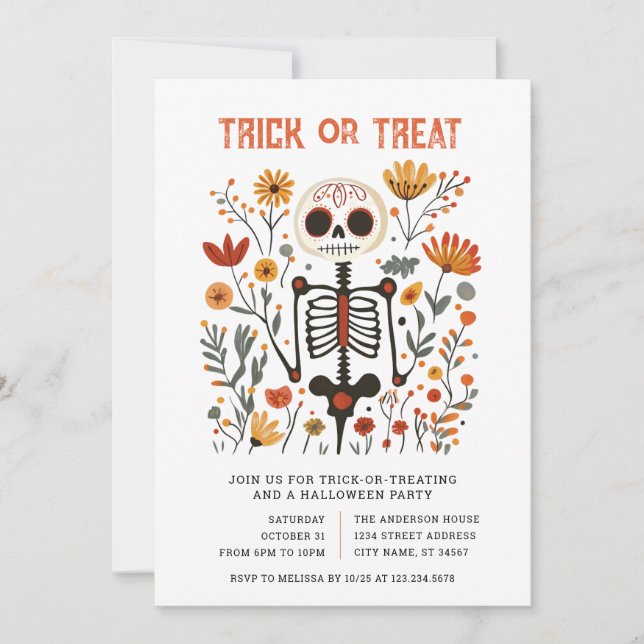 Halloween Trick or Treat Party Invitation Inbjudningar (Framsida)