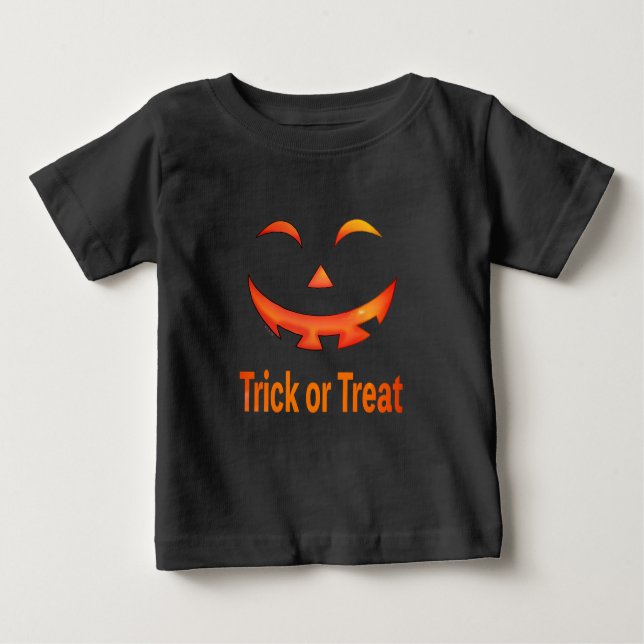 Halloween Trick or Treat Pumpkin Face T Shirt (Framsida)
