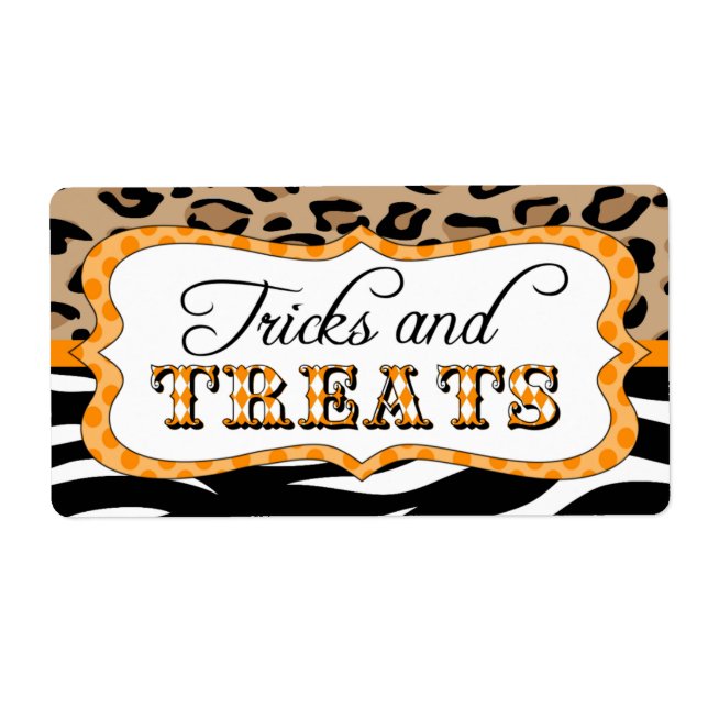 Halloween Tricks och Treats Food Label Fraktsedel (Framsidan)