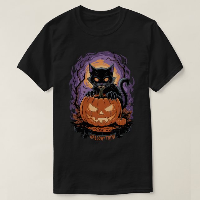 Halloween Trini Cat T Shirt (Design framsida)