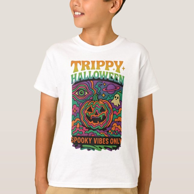 Halloween Trippy Färg Retro Clothes Unisex T Shirt (Framsida)