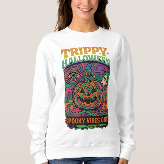 Halloween Trippy Färg Retro Clothes Unisex T Shirt (Framsida)