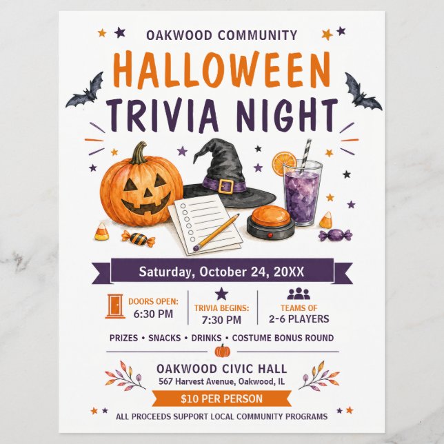 Halloween Trivia Natt Community Flyer (Framsidan)