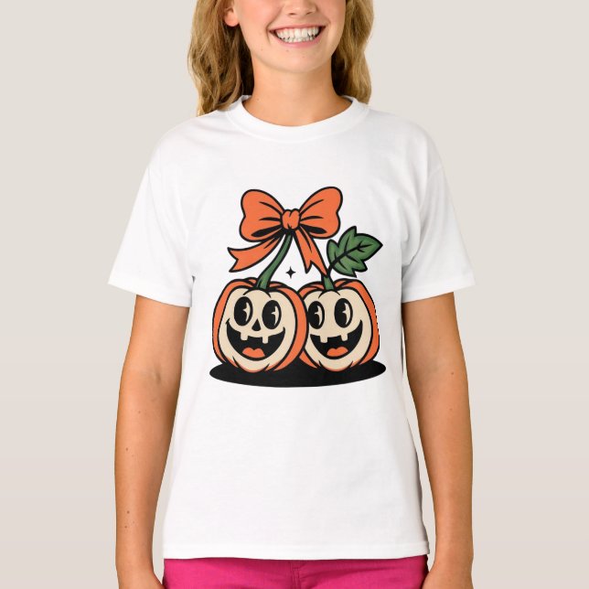 Halloween-tröja för barn med pumpa-duo t shirt (Framsida)