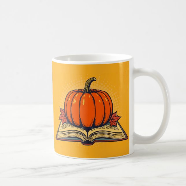 Halloween Tröja för lärare Fall Pumpkin Fall Bok Kaffemugg (Höger)