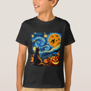 Halloween-tröja män kvinnor svart katt pumpor flad t shirt