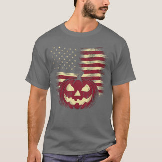 Halloween-tröja Pumpa Amerikansk Flagga Skräckfest T Shirt