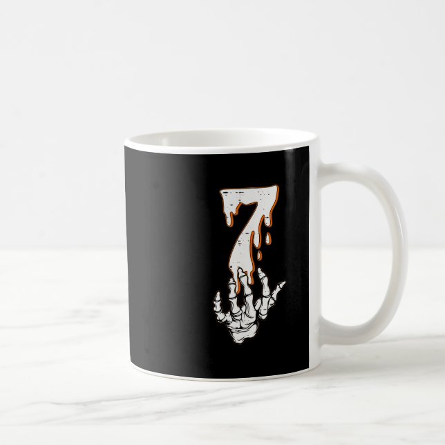 Halloween-tröjor nummer 7 Matchande 67 Meme Skelet Kaffemugg (Höger)