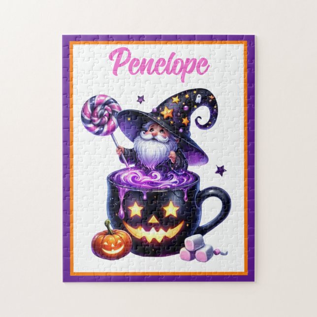 Halloween Trollkarl I Pumpa Mugg Suckers Magi Pussel (Vertikal)