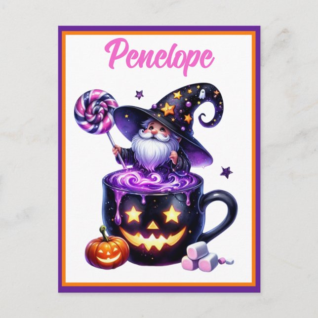 Halloween Trollkarl I Pumpa Mugg Suckers Magi Vykort (Framsida)