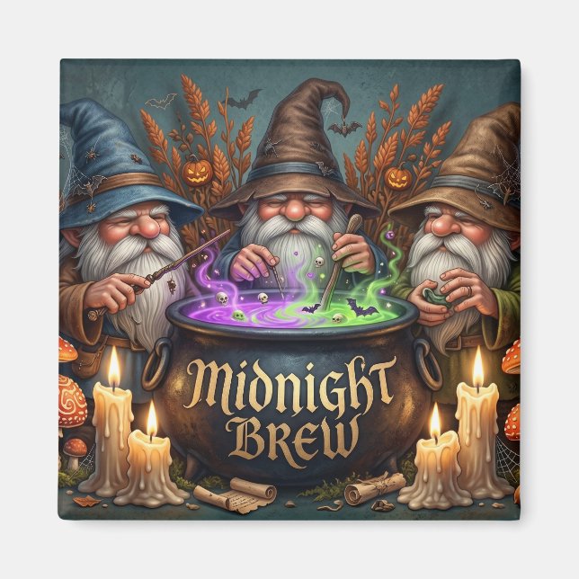 Halloween Trollkarl Tomtar Midnattsdryck Kittel Magnet (Framsidan)