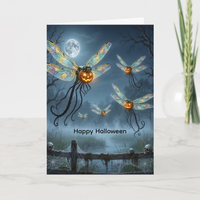 Halloween Trollslända Pumpa Kort (Framsida)