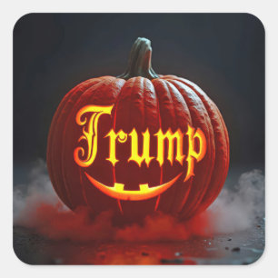 Halloween Trump Jack-o-lantern i dimma Fyrkantigt Klistermärke