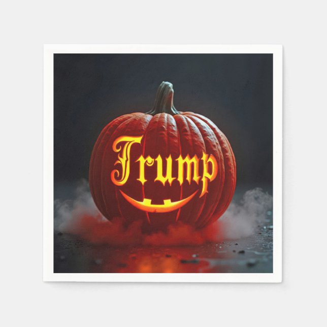 Halloween Trump Jack-o-lantern i dimma Pappersservett (Framsidan)