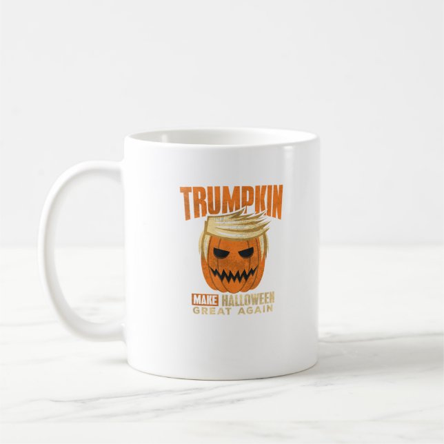 Halloween Trumpkin Funny Gör Amerika Underbart Kaffemugg (Vänster)