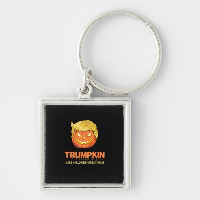 Halloween Trumpkin - Gör Halloween Underbar igen D Fyrkantig Silverfärgad Nyckelring (Framsidan)