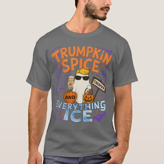 Halloween Trumpkin Spice and Everything Ice Pumpki T Shirt (Framsida)