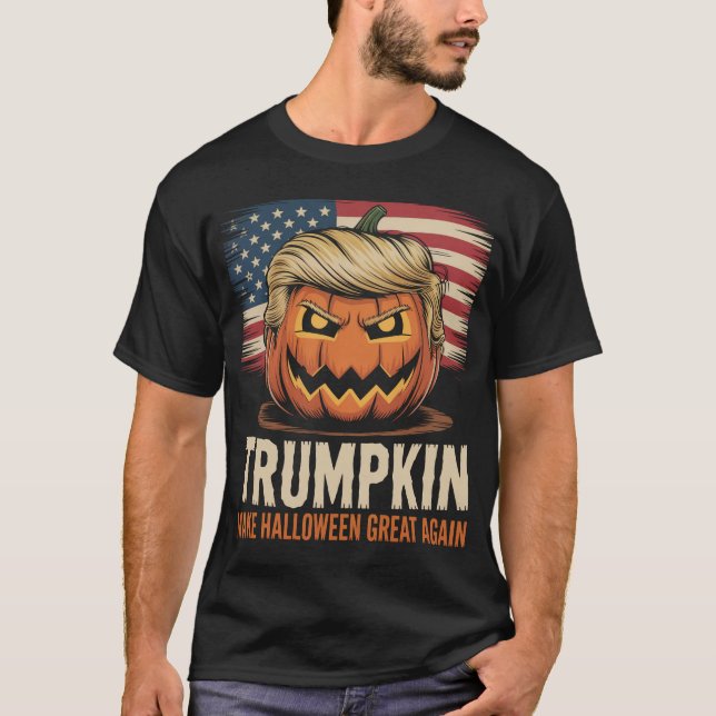 Halloween Trumpkin Us Flagga T Shirt (Framsida)