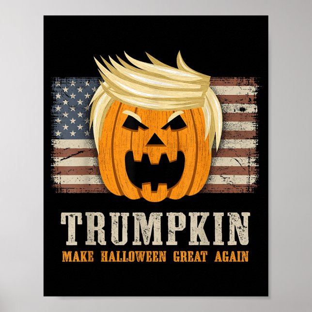 Halloween Trumpkin Vintage US Flagga Funny Poster (Framsidan)
