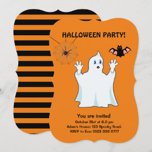 Halloween Trumpy spöke, spindel & fladdermus inbju Inbjudningar