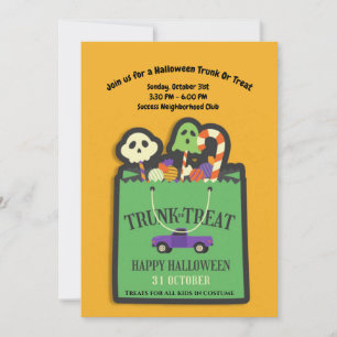 Halloween-trunk eller behandling inbjudningar