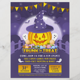 Halloween Trunk eller Treat Cute Pumpkin-händelse Reklamblad
