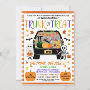 Halloween Trunk eller Treat Inbjudan