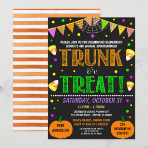 Halloween Trunk eller Treat Inbjudan