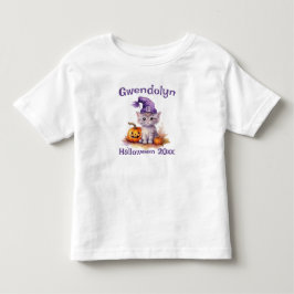Halloween Tshirt Cute Lila Kitten Witch Hat T Shirt