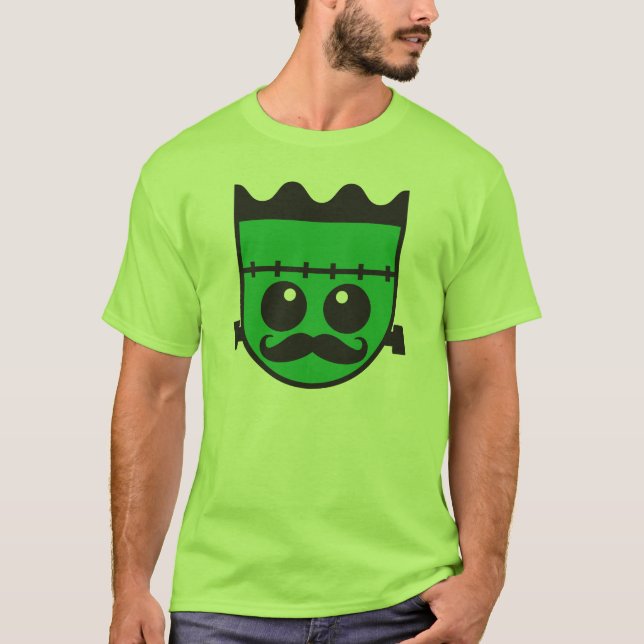 Halloween Tshirt FRANKINSTIEN n mustasch Tröja (Framsida)