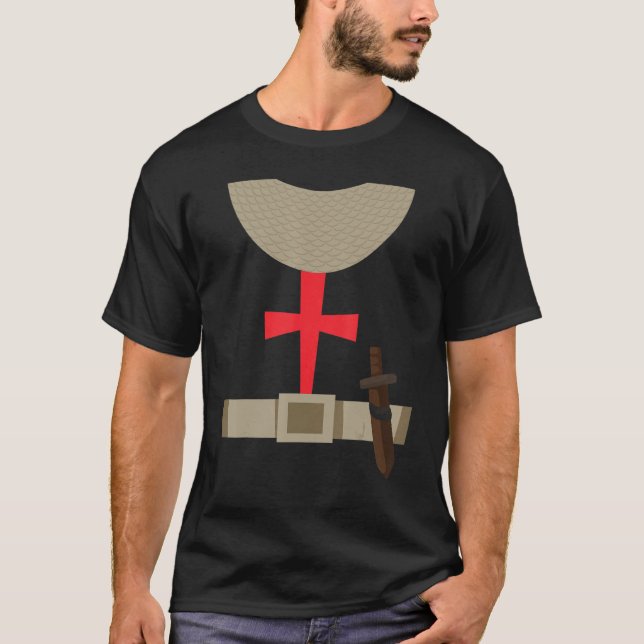 Halloween Tshirt Knight Costume Armor Sword Kostym T Shirt (Framsida)