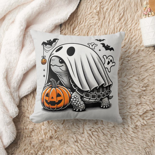 Halloween Turtle Ghost Pumpkin Terrapin Tortoise Kudde (Filt)
