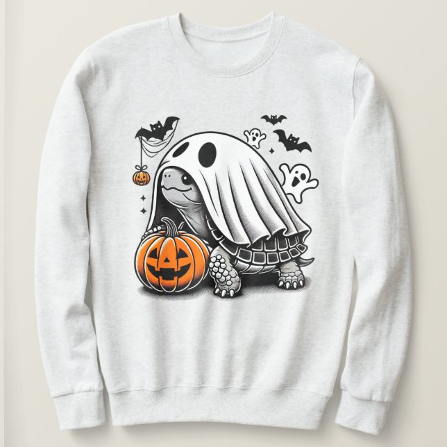 Halloween Turtle Ghost Pumpkin Terrapin Tortoise T Shirt (Design framsida)