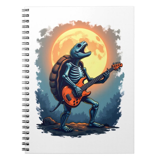 Halloween Turtle Skeleton Rocker Tee for Music Lov Anteckningsbok (Framsidan)