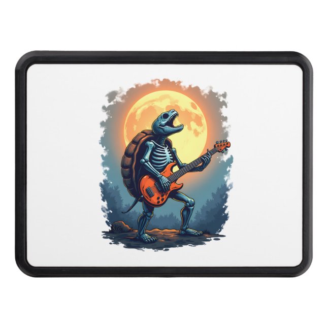 Halloween Turtle Skeleton Rocker Tee for Music Lov Dragkroksskydd (Framsidan)