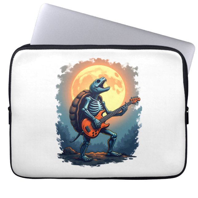 Halloween Turtle Skeleton Rocker Tee for Music Lov Laptop Fodral (Framsidan)